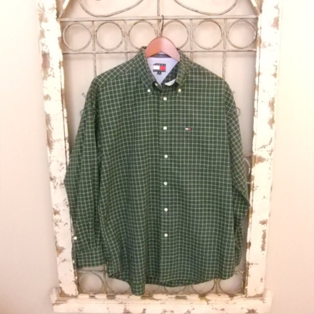 TOMMY HILFIGER MENS LS PLAID SHIRT-MEDIUM